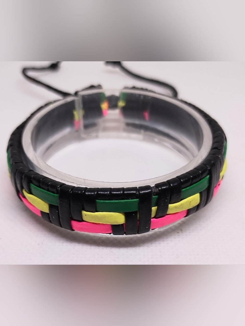 Men's Bracelet Leather Braided Black Pink Jewelry New G6
